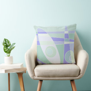 Abstract Surfing Pastel Purple Green Throw Pillow