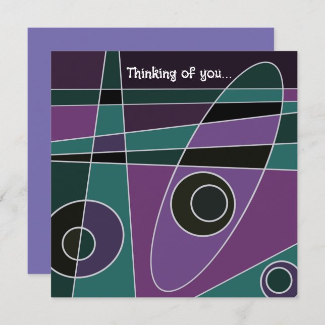 Abstract Surfing Teal Purple Thinking Of You  Card (Front/Back)