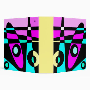 Abstract Surfing Turquoise Hot Pink Yellow Black  Binder