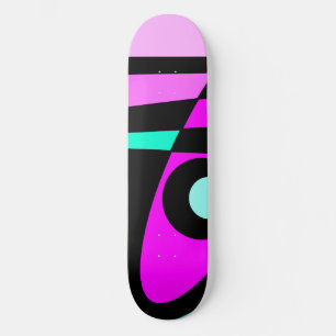 Abstract Surfing Turquoise Hot Pink Yellow Black Skateboard