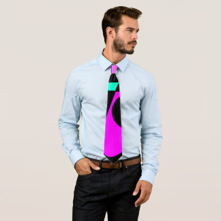 Abstract Surfing Turquoise Hot Pink Yellow Black  Tie