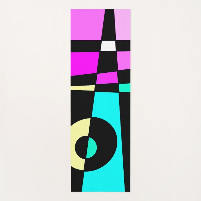 Abstract Surfing Turquoise Hot Pink Yellow Black  Yoga Mat (Front)