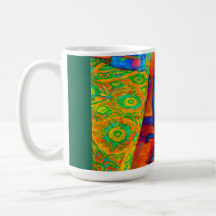 ABSTRACT SURREAL CAT ART VERY DEEP VIBRANT COLORS COFFEE MUG
