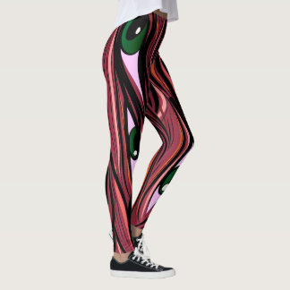 Abstract Surreal Green Eyes and Hair Art Design Leggings