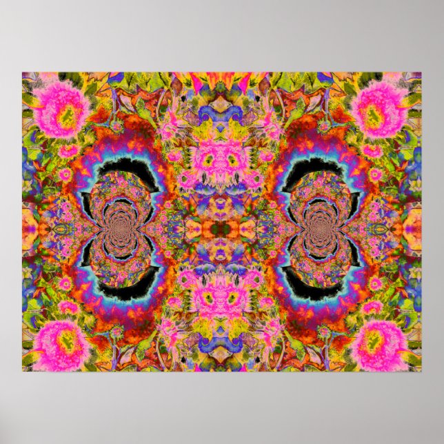 Abstract surreal sunflower mandala, funky fun  poster (Front)