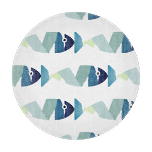 Abstract Swimming Blue Fish Cutting Board