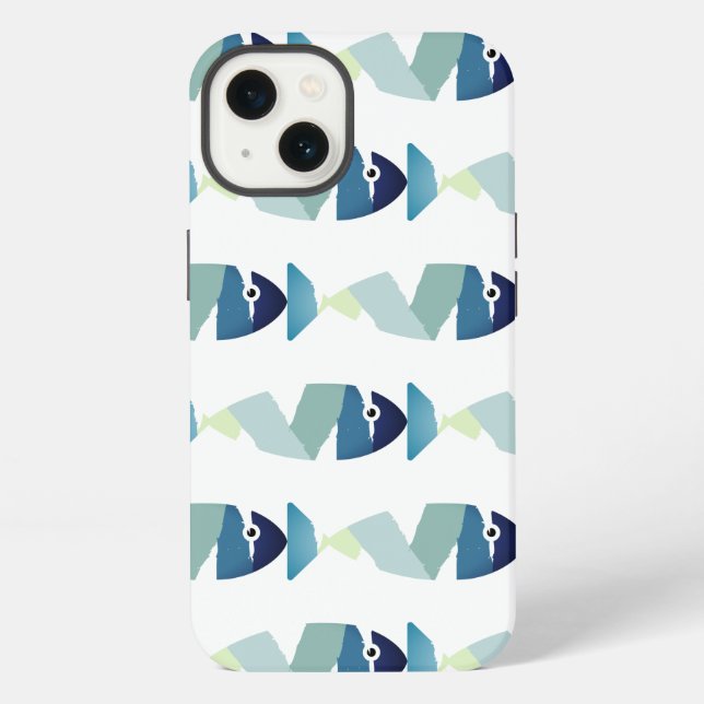Abstract Swimming Blue Fish iPhone Case (Back)
