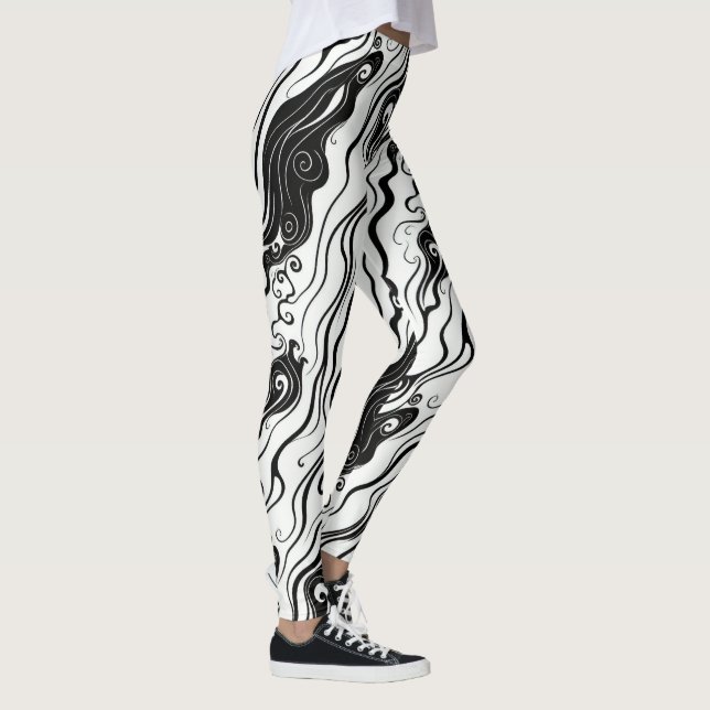 Abstract Swirl Art Flowing Liquid Clouds Leggings (Right)