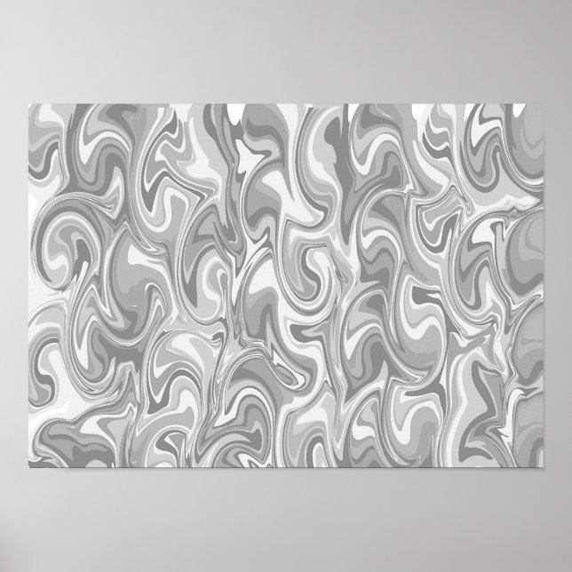Abstract Swirl Art - Grey Poster (Front)