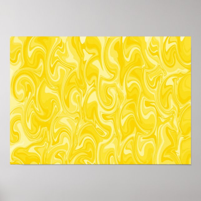 Abstract Swirl Art - Yellow Poster (Front)
