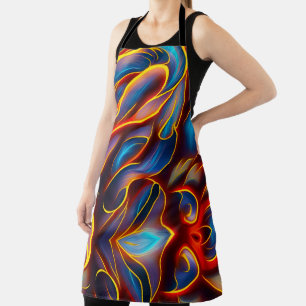 Abstract Swirl Blue Red Flames Apron