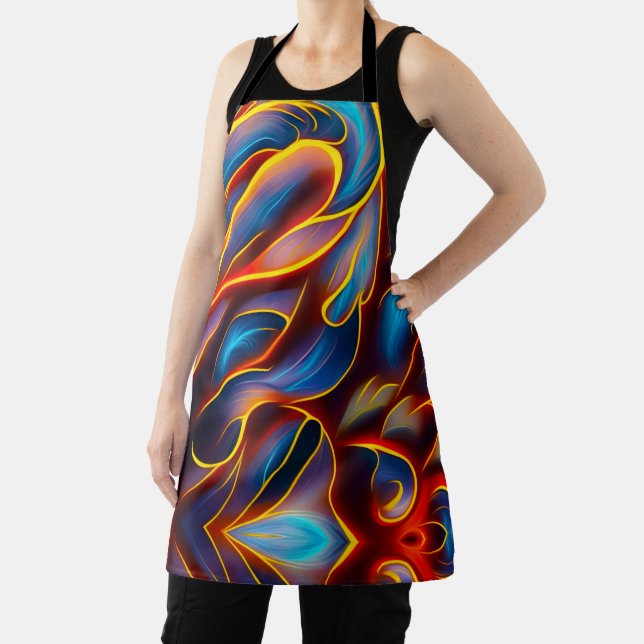 Abstract Swirl Blue Red Flames Apron (Insitu)