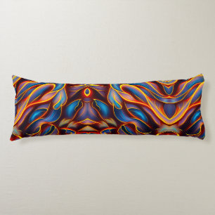 Abstract Swirl Blue Red Flames Body Pillow
