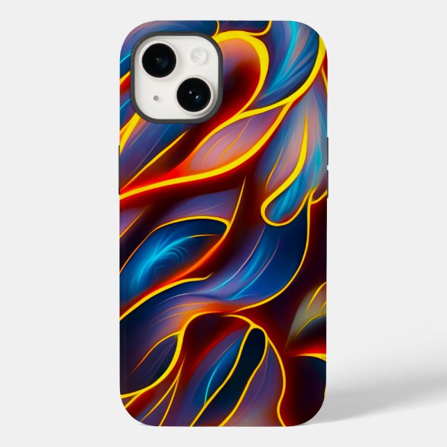 Abstract Swirl Blue Red Flames Case-Mate iPhone Case (Back)