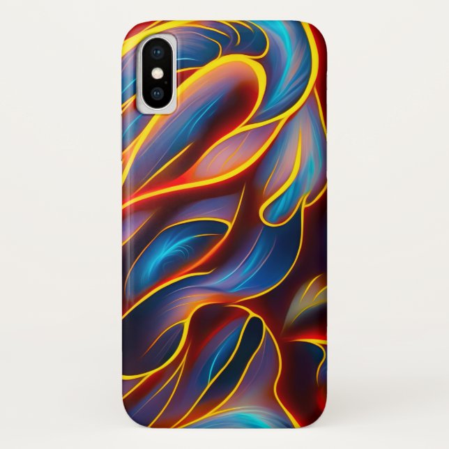Abstract Swirl Blue Red Flames Case-Mate iPhone Case (Back)