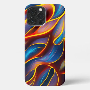Abstract Swirl Blue Red Flames iPhone 13 Pro Max Case