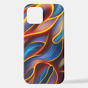Abstract Swirl Blue Red Flames iPhone 12 Case