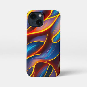 Abstract Swirl Blue Red Flames iPhone 13 Mini Case