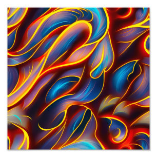 Abstract Swirl Blue Red Flames Photo Print