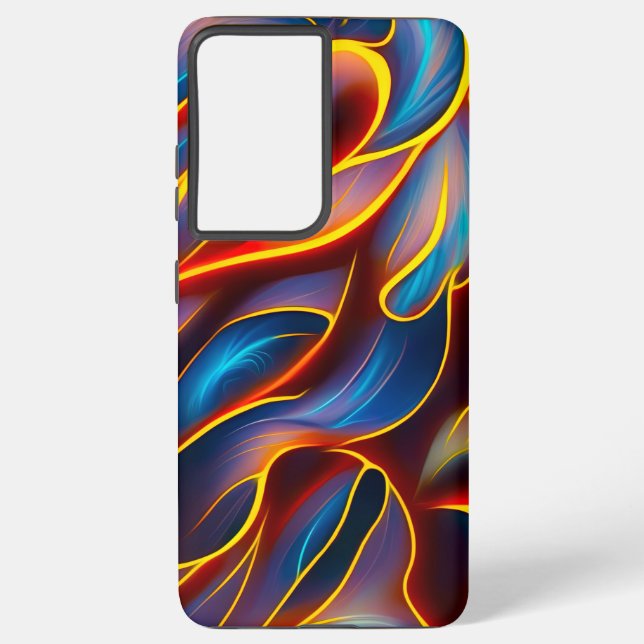 Abstract Swirl Blue Red Flames Samsung Galaxy S21+ Case (Back)