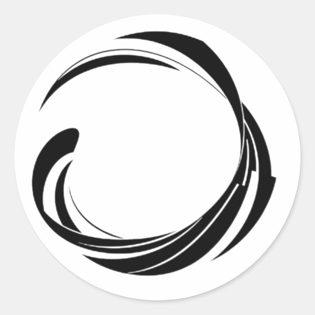 Abstract Swirl Circle Design – curved ring artwork Classic Round Sticker (Front)