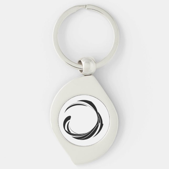 Abstract Swirl Circle Design – curved ring artwork Keychain (Front)