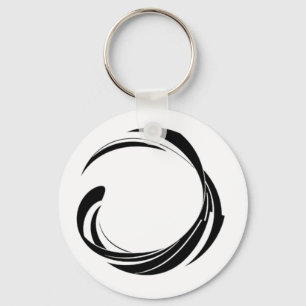 Abstract Swirl Circle Design – curved ring artwork Keychain