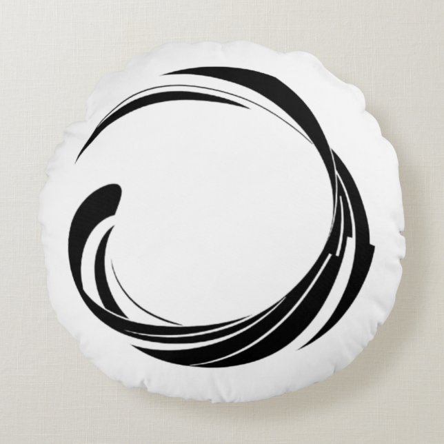 Abstract Swirl Circle Design – curved ring artwork Round Pillow (Front)