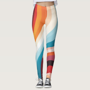 Abstract Swirl Design: Colourful Wavy Lines Leggings