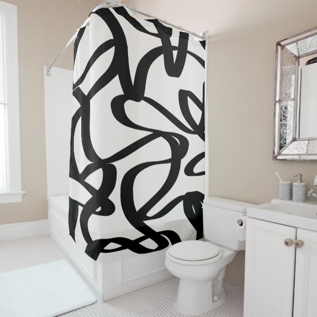 Abstract Swirl Lines Shapes Black And Beige Cream  (In Situ)
