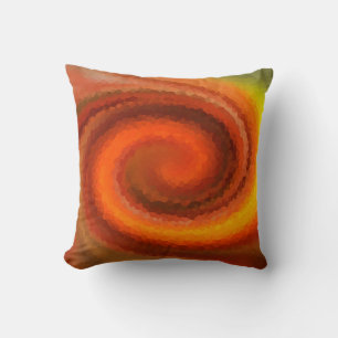 Abstract swirl liquid orange brown fire modern pri throw pillow