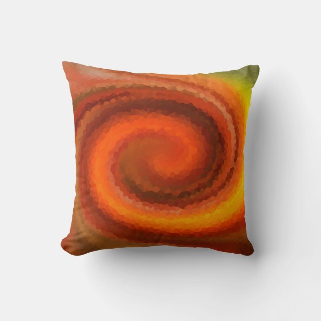 Abstract swirl liquid orange brown fire modern pri throw pillow (Front)