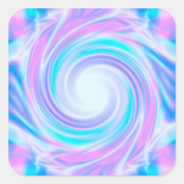 Abstract swirl liquid pastel purple colours print square sticker (Front)