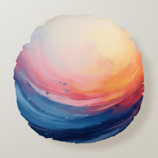 Abstract Swirl of Warmth and Depth Round Pillow