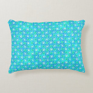 Abstract Swirl pattern - Blue, Jade green & White Accent Pillow