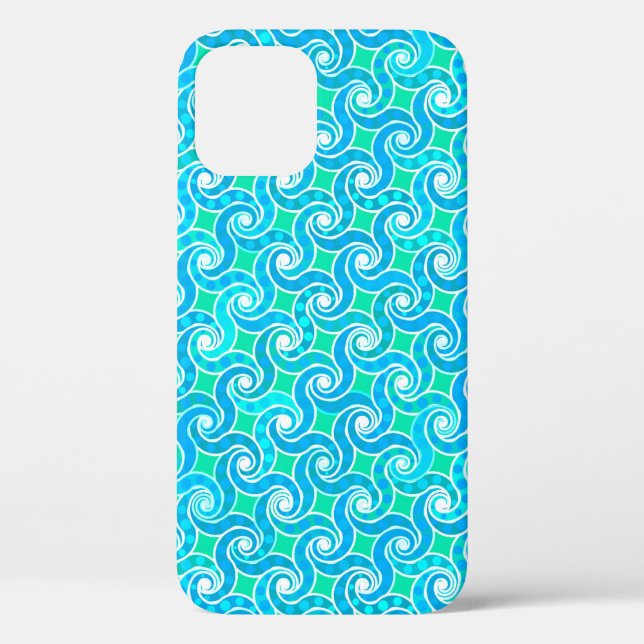 Abstract Swirl pattern - Blue, Jade green & White Case-Mate iPhone Case (Back)