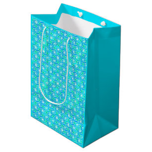 Abstract Swirl pattern - Blue, Jade green & White Medium Gift Bag