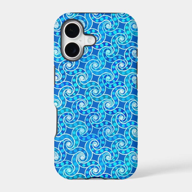 Abstract swirl pattern - blue, turquoise & white (Back)