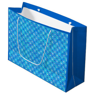 Abstract swirl pattern - blue, turquoise & white large gift bag