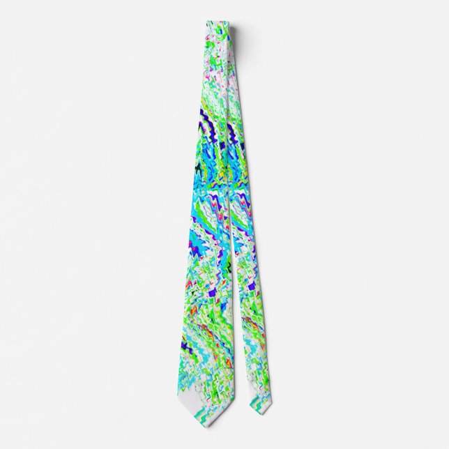 Abstract Swirl Patterns Colourful Green Blue Gift Tie (Front)
