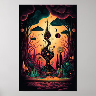 Abstract Swirl Poster   Retro Psychedelic 3