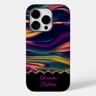 Abstract Swirl Purple Gold Green Pink yellow Case-Mate iPhone 14 Pro Case