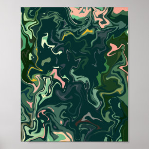 Abstract Swirling Art in shades of green Poster