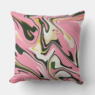 Abstract Swirling art with Pink, white and black Throw Pillow