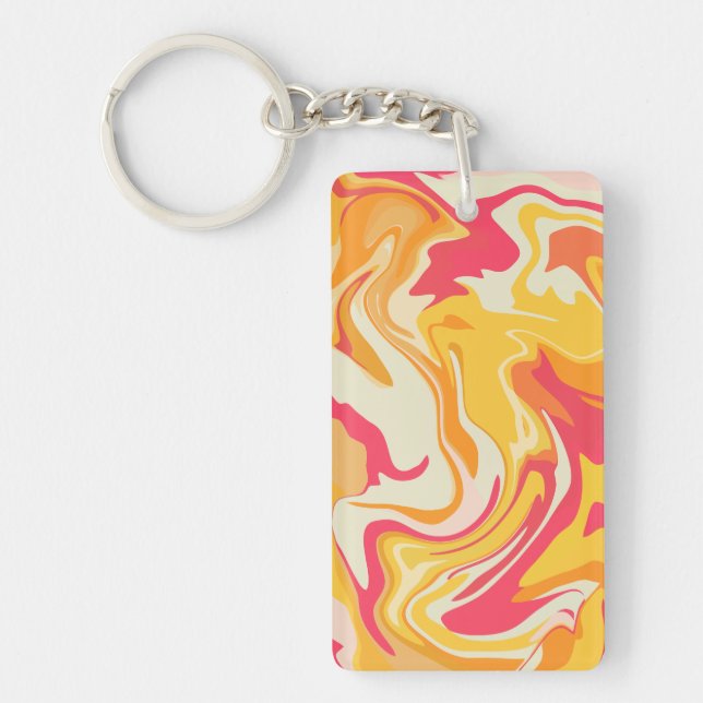 Abstract Swirling Design in Warm Tones Keychain (Front)