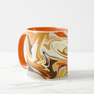 Abstract Swirling Orange and Beige Design  Mug