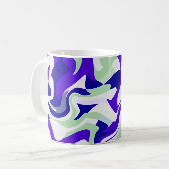 Abstract Swirling Pattern in Cool Tones Coffee Mug (Front Left)