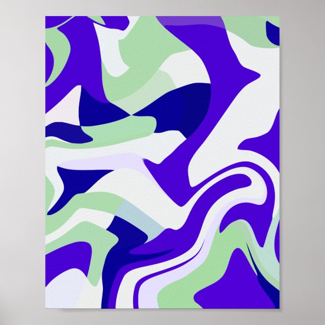 Abstract Swirling Pattern in Cool Tones Poster (Front)