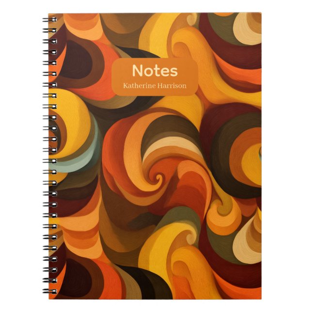Abstract Swirling Pattern in Warm, Earthy Tones Notebook (Front)
