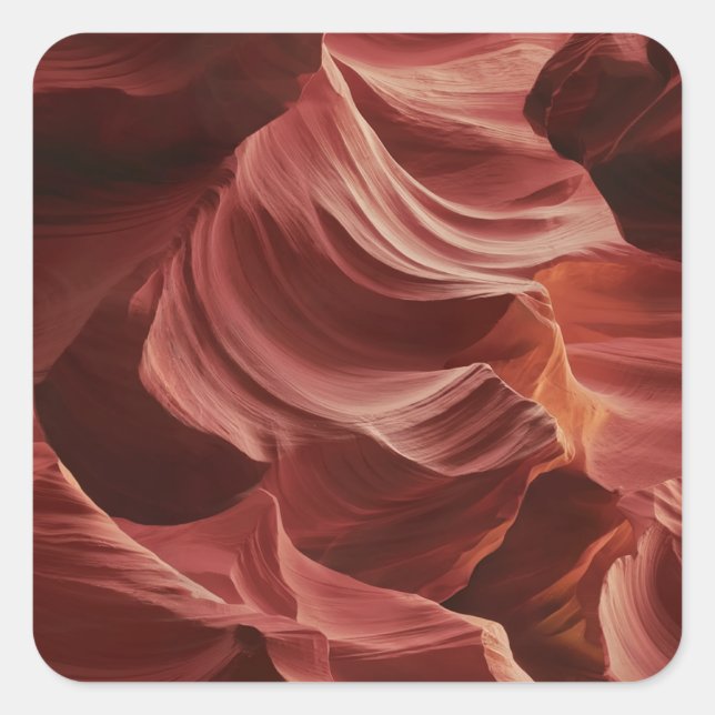 Abstract Swirling Pattern of Antelope Canyon Square Sticker (Front)